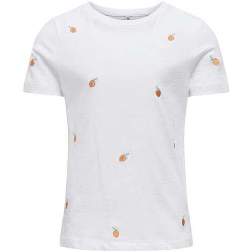 Vêtements Fille T-shirts manches courtes Only 162140VTPE24 Blanc