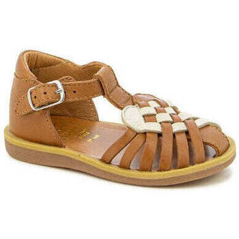 Chaussures Fille Sandales et Nu-pieds Pom d'Api Sandales Poppy Love Camel Marron
