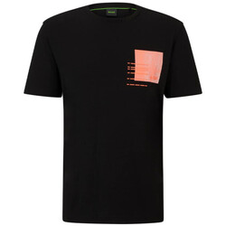 Vêtements Homme T-shirts ecru & Polos BOSS T-SHIRT REGULAR FIT EN COTON MÉLANGÉ NOIR AVEC MOTIF ARTISTI Noir