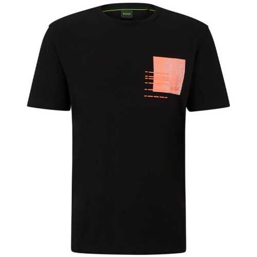 Vêtements Homme T-shirts & Polos BOSS T-SHIRT REGULAR FIT EN COTON MÉLANGÉ NOIR AVEC MOTIF ARTISTI Noir