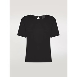 Black cotton T-shirt with printed logo on the front