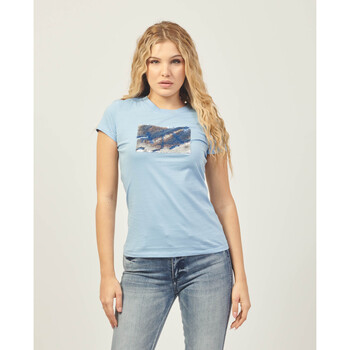 Vêtements Femme T-shirts & Polos EAX T-shirt coupe slim EA7 avec logo strass en coton Bleu
