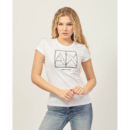 Vêtements Femme T-shirts & Polos EAX T-shirt coupe slim femme  en coton biologique ​ Blanc
