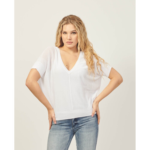 Vêtements Femme T-shirts & Polos EAX T-shirt à col en V en coton Blanc