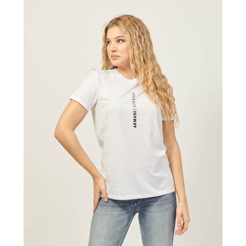Vêtements Femme T-shirts & Polos EAX T-shirt coupe slim en coton Pima avec logo Blanc
