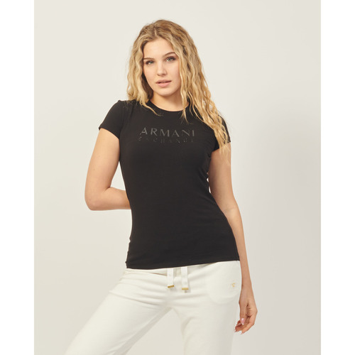 Vêtements Femme T-shirts & Polos EAX AX T-shirt coupe slim en coton biologique stretch Noir