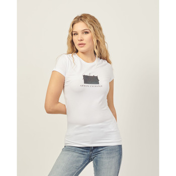 Vêtements Femme T-shirts & Polos EAX T-shirt à col rond coupe slim Armani Sustainability Values Blanc