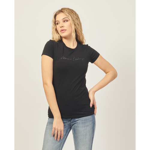 Vêtements Femme T-shirts & Polos EAX - T-shirt coupe slim avec logo pailleté Noir
