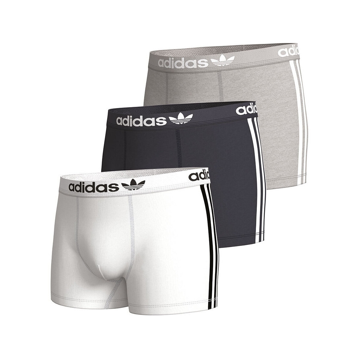 Sous-vêtements Homme Boxers adidas Originals Lot de 3 boxers homme Coton Flex 3 Stripes Gris