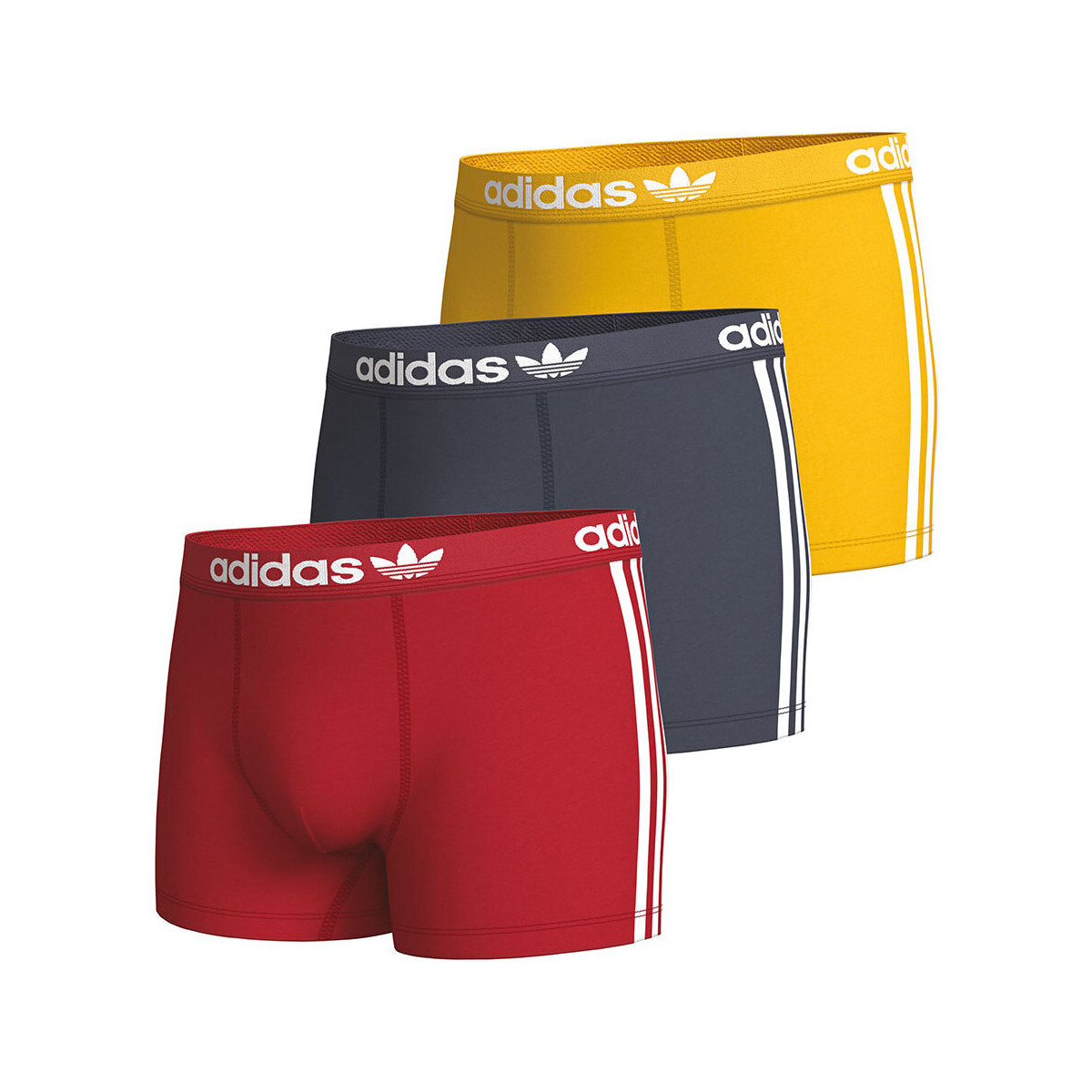 Sous-vêtements Homme Boxers adidas Originals Lot de 3 boxers homme Coton Flex 3 Stripes Jaune