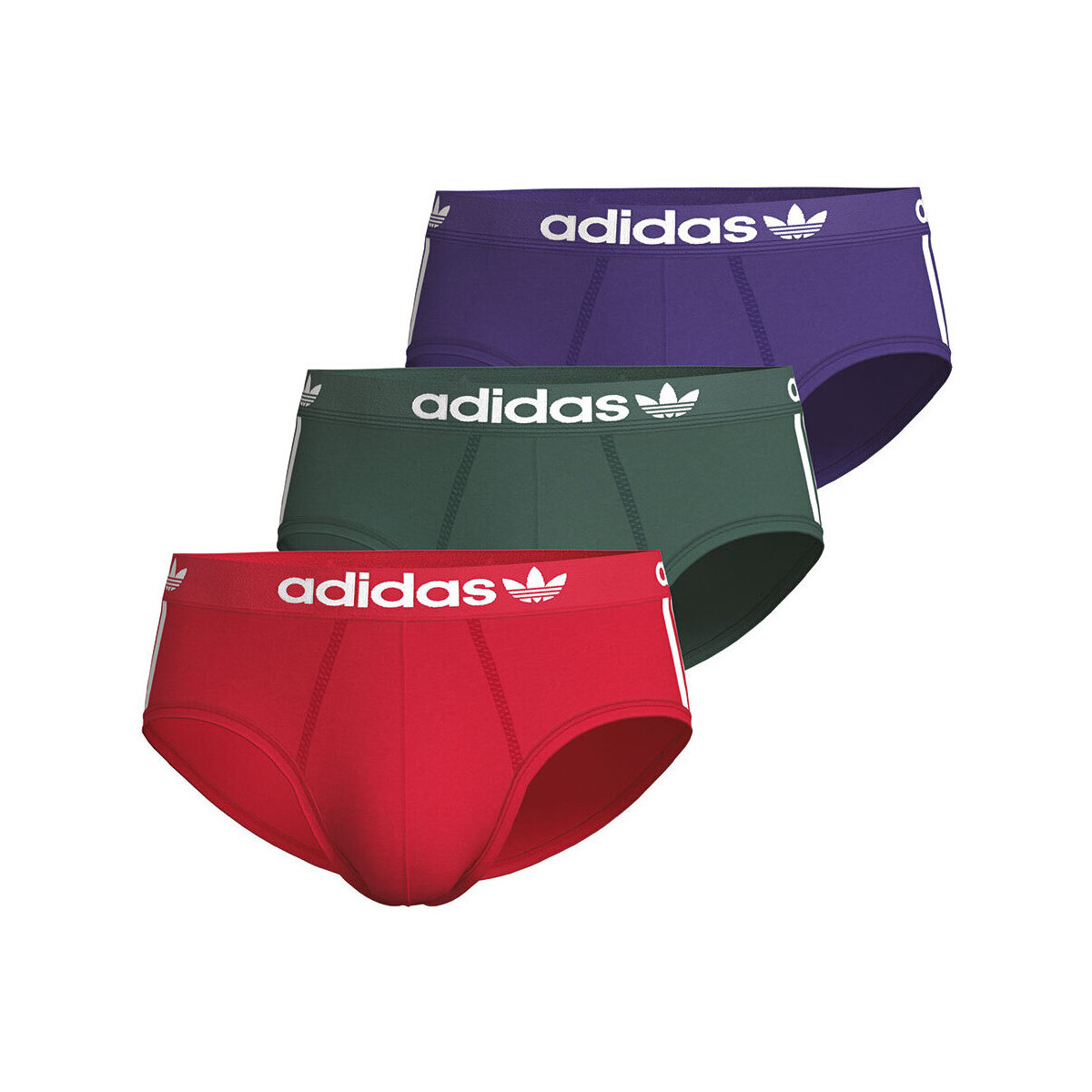 Sous-vêtements Homme Slips adidas Originals Lot de 3 slips homme Coton Flex 3 Stripes Violet