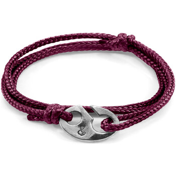Montres & Bijoux Homme Bracelets Taies doreillers / traversins Bracelet Windsor Argent Et Corde Violet