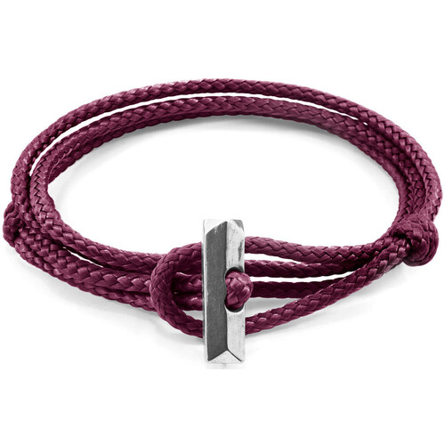 Achel Par Lemahi Homme Bracelets Anchor & Crew Bracelet Oxford Argent Et Corde Violet