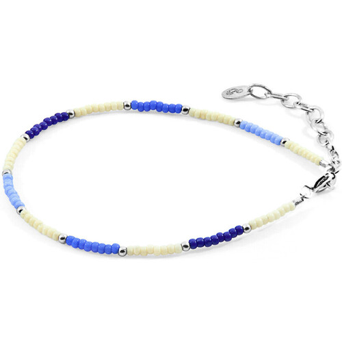 Bracelet Ancre Flyak Argenté Et Cuir Plat Femme Bracelets Bracelet Montrose Argent Et  Bleu