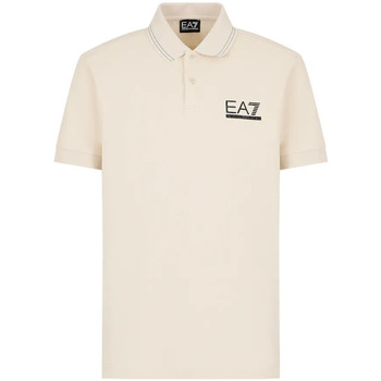 Vêtements Homme T-shirts & Polos Emporio Armani micro-check patterned curved hem shirtni Polo EA7 3DPF25 P Beige à manches Courtes Beige