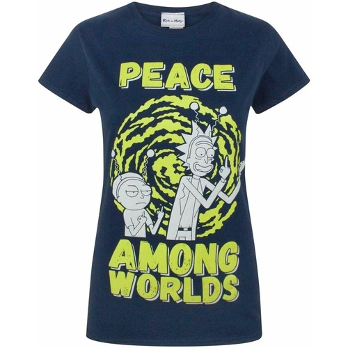 Vêtements Femme T-shirts manches longues Rick And Morty Peace Among Worlds Bleu