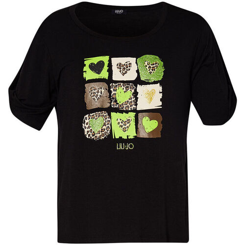 Vêtements Femme T-shirts Lace-up & Polos Liu Jo T-shirt avec imprimé cœurs Noir