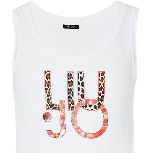 Vêtements Femme Paniers / boites et corbeilles Liu Jo Top avec logo animalier et strass Blanc