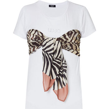 Vêtements Femme T-shirts Lace-up & Polos Liu Jo T-shirt avec foulard imprimé Blanc