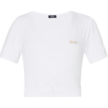 Vêtements Femme Pantalon Cropped Stretch Liu Jo T-shirt avec fronces et lacet Blanc