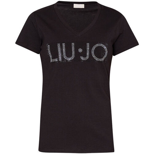Vêtements Femme T-shirts manches courtes Liu Jo T-shirt avec logo et strass Noir