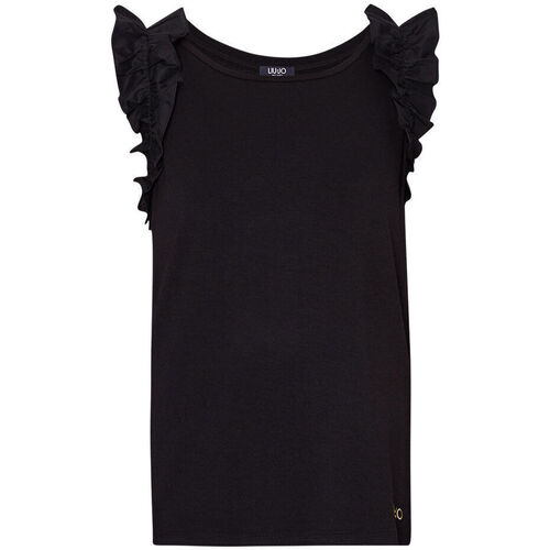 Vêtements Femme Oreillers / Traversins Liu Jo T-shirt avec fronces Noir
