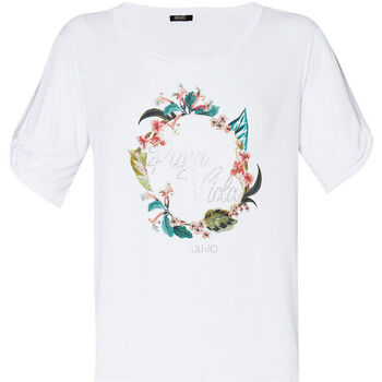 Vêtements Femme Ea7 Emporio Arma Liu Jo T-shirt avec imprimé jungle et strass Blanc