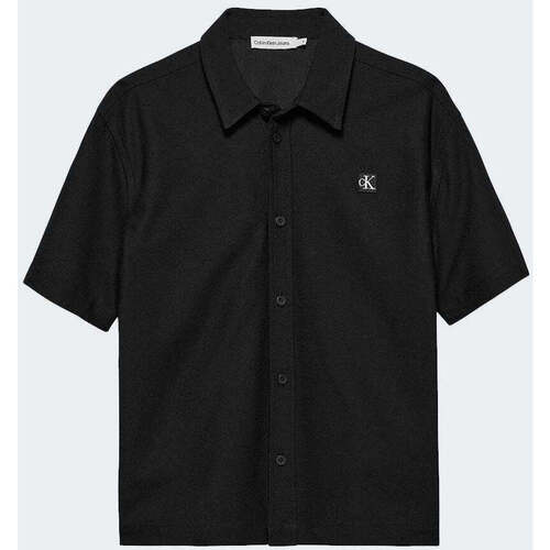 Vêtements Garçon Chemises manches longues Calvin Klein Herringbone JEANS  Noir