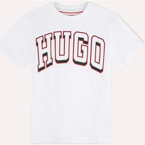 Vêtements Garçon Automne / Hiver BOSS T-shirt  pour enfants avec logo imprimé Blanc
