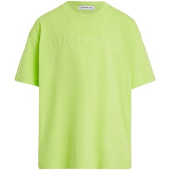 Vêtements Garçon T-shirts manches longues Calvin Klein sportlichen JEANS IB0IB02030 Vert