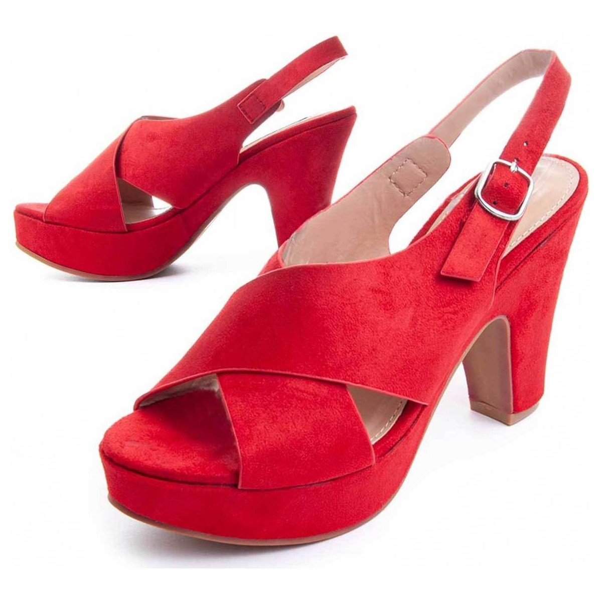 Chaussures Femme Sandales et Nu-pieds Leindia 88196 Rouge