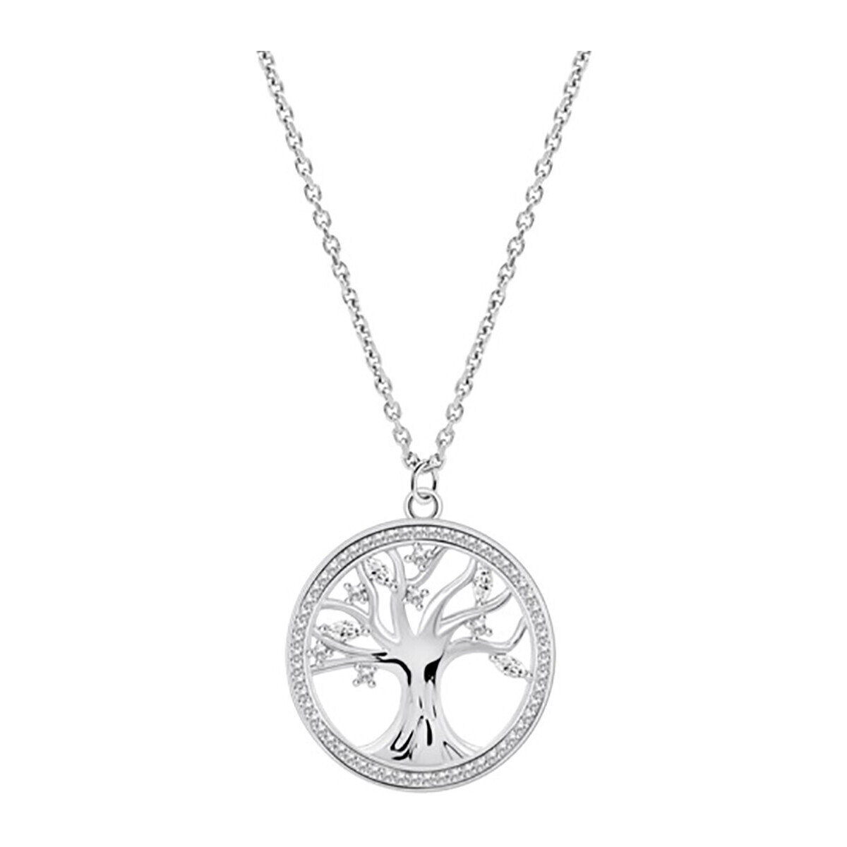 Montres & Bijoux Femme Colliers / Sautoirs Lotus Collier  Silver arbre de vie oxyde de zirconium Blanc