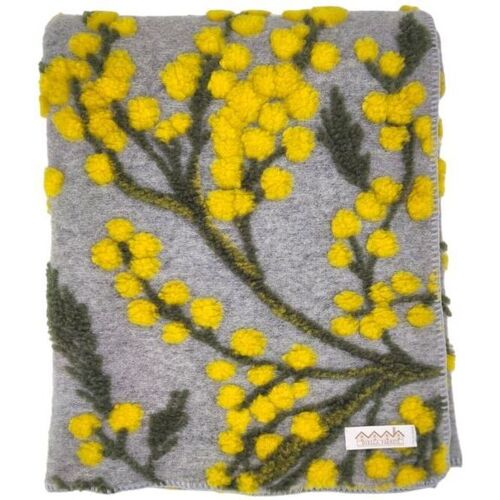 Maison & Déco Plaids / jetés Biella Fabrics Plaid Mimosa Grey/Yellow/Green Gris