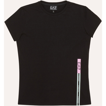 Vêtements Fille T-shirts & Polos Emporio Armani EA7 T-shirt  noir pour fille avec bande logo Noir