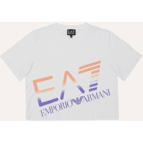 Vêtements Fille T-shirts & Polos Emporio Armani EA7  Blanc