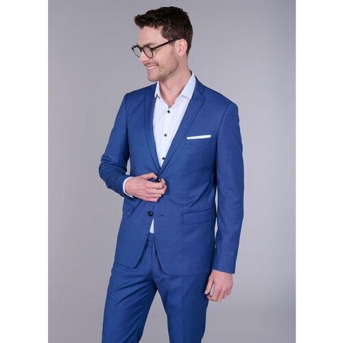 Vêtements Homme Vestes de costume Jerem VESTE DE COSTUME AJUSTÉE ET STRETCH À MICRO-MOTIF Bleu