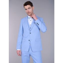 Vêtements Homme Vestes de costume Jerem VESTE DE COSTUME AJUSTÉ EN TISSUS OEIL DE PERDRIX STRETCH Bleu