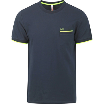 Vêtements Homme Citrouille et Compagnie Sun68 T-Shirt Petites Rayures Marine Bleu