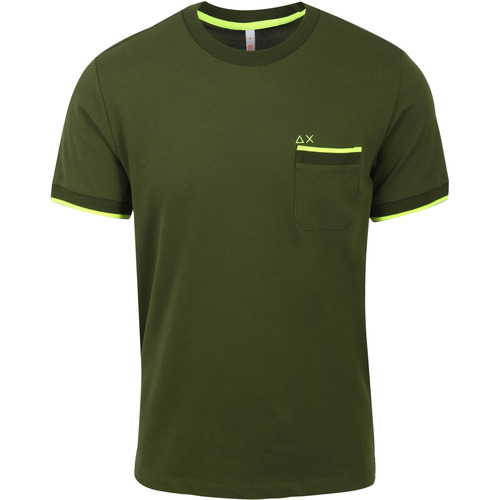 Vêtements Homme Bandana Patch Print Shirt Sun68 T-Shirt Petites Rayures Vert Foncé Vert