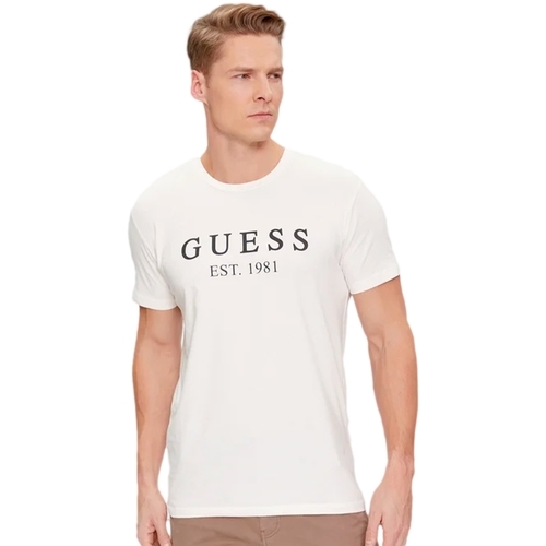 Vêtements Homme T-shirts manches courtes Guess EST 1981 Blanc