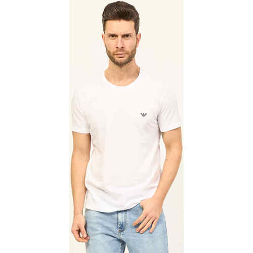 Vêtements Homme T-shirts & Polos Emporio Armani T-shirt à col rond homme  avec logo Blanc