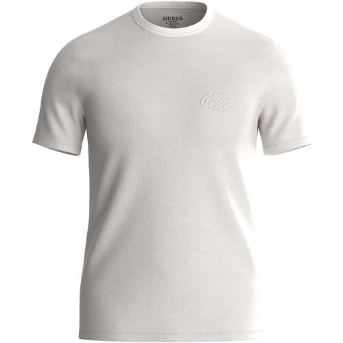 Vêtements Homme T-shirts & Polos Guess Ss Cn Treated  Italic Tee Blanc