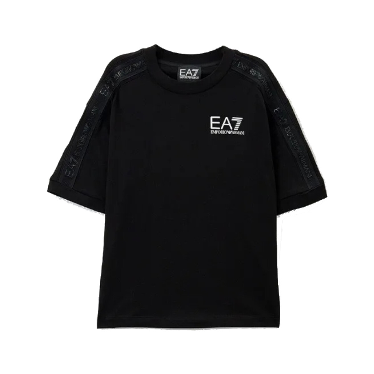 Vêtements Garçon T-shirts manches courtes Armani EA7 Core ID Marinblå t-shirt med liten silverfärgad logga 3DBT56-BJ02Z Noir