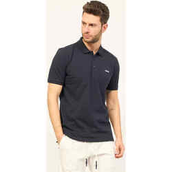 Vêtements Homme T-shirts ecru & Polos BOSS Polo  Boss bleu en coton avec logo contrasté Bleu