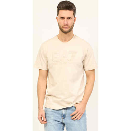 Vêtements Homme T-shirts & Polos Emporio Armani EA7 T-shirt unisexe à col rond  Logo Series en coton Beige