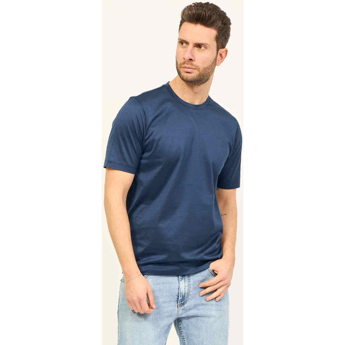 Vêtements Homme T-shirts & Polos Gran Sasso T-shirt ras du cou  en fil d'Écosse Bleu