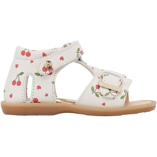 Chaussures Fille Fleur De Safran Naturino Sandales en cuir avec imprimé cerises QUARZO Blanc