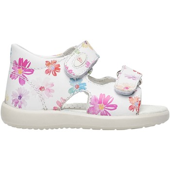 Chaussures Fille Sandales En Cuir Gory Falcotto Sandales ouvertes à scratch avec fleurs NEW RIVER Blanc