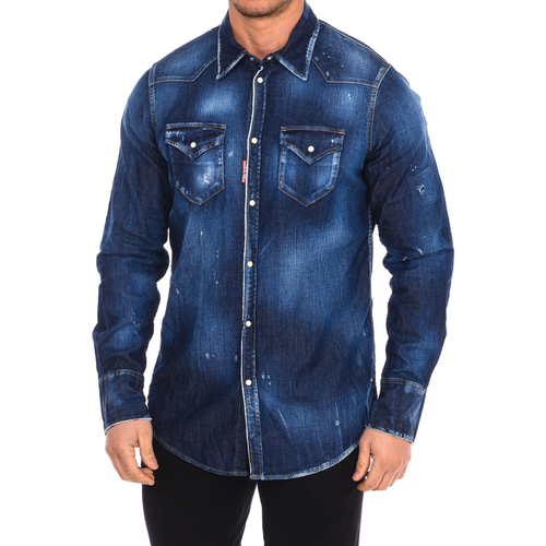 Vêtements Homme Chemises manches longues Dsquared S79DL0013-S30341-470 Bleu
