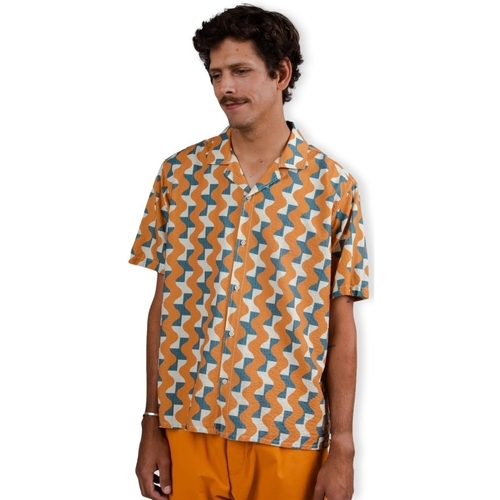 Vêtements Homme Chemises manches longues Brava Fabrics Big Tiles Aloha Shirt - Ochre Multicolore